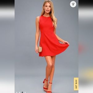 Lulus flirt and flare red backless skater dress womens size XS